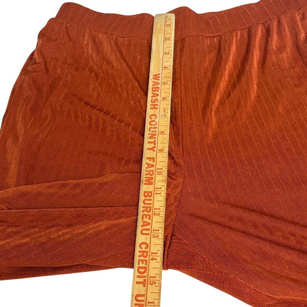 89th + Madison Womens Rust Orange Plisse Wide Leg Pants High Rise NWT Size M - Picture 4 of 7
